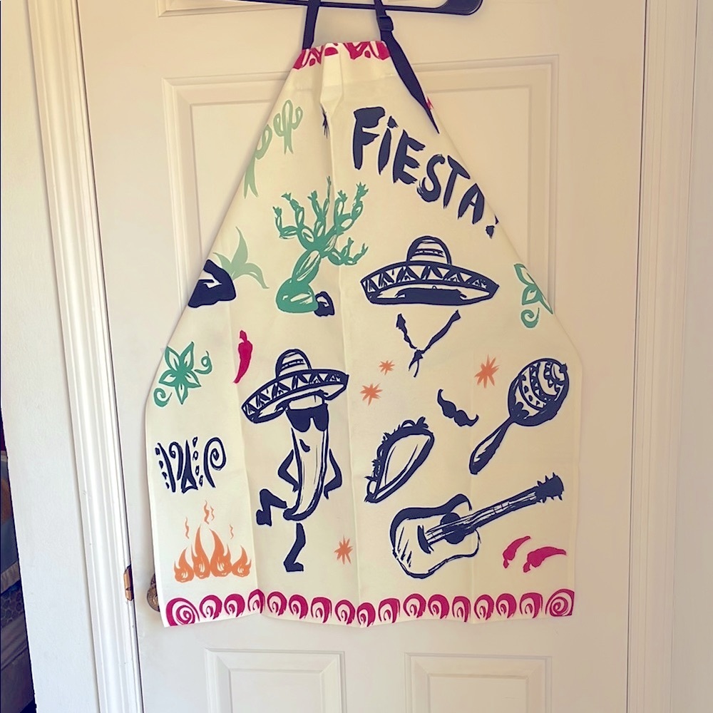 Festive Fiesta Apron with Sombrero and Guitar by Ambesonne